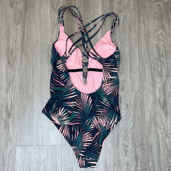 Bar III Women's Bali Nights Plunging Neck Strappy Cross Back One Piece Swimsuit - Picture 3 of 3